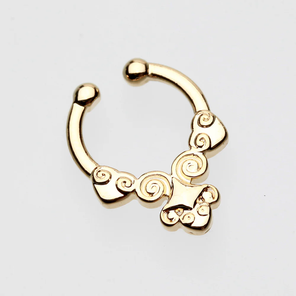 Golden Tribal Laran Fake Septum Clip-On Ring - Image 3