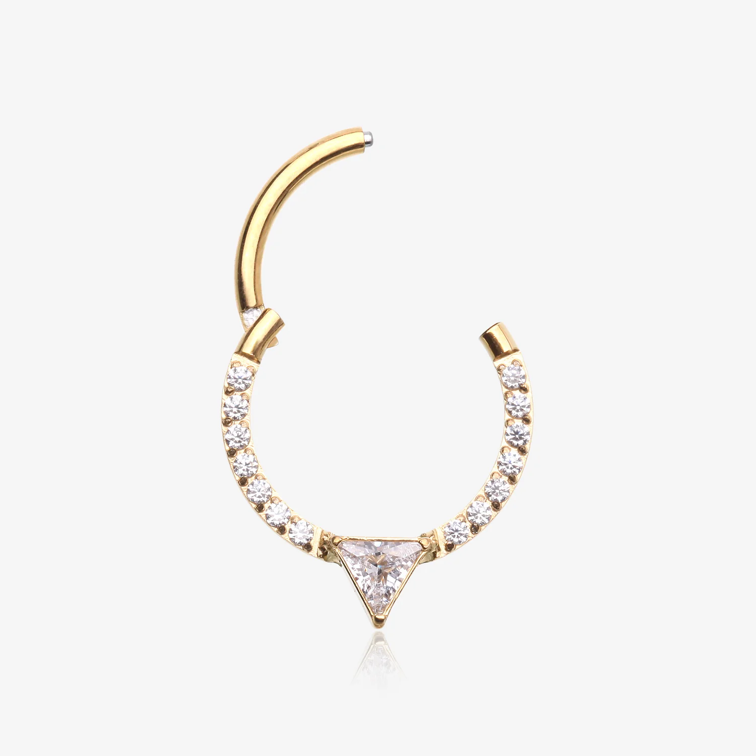 Golden Trilliant Sparkle Multi-Gem Steel Seamless Clicker Hoop Ring - Image 2