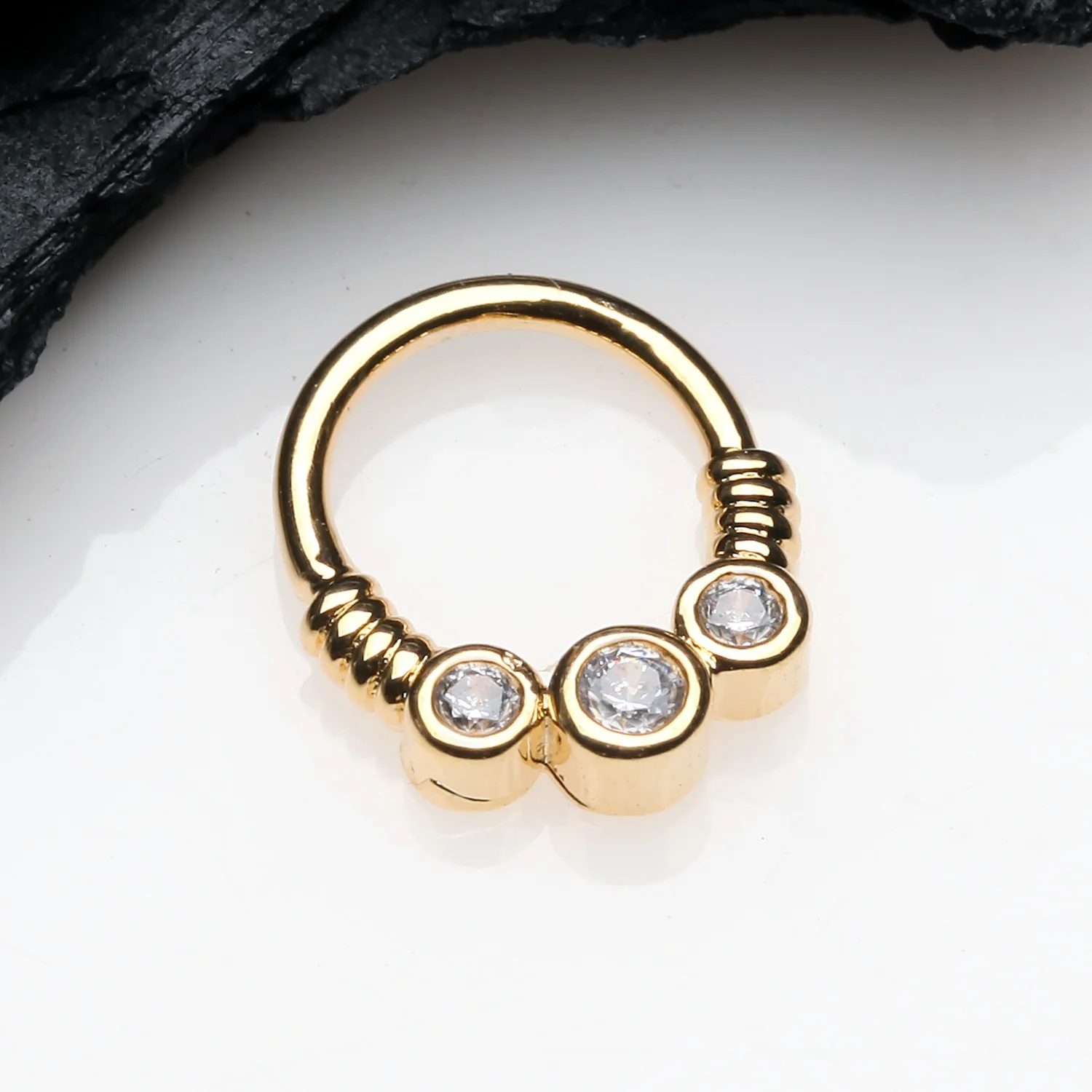 Golden Trine Essence Sparkle Bendable Seamless Hoop Ring - Image 2