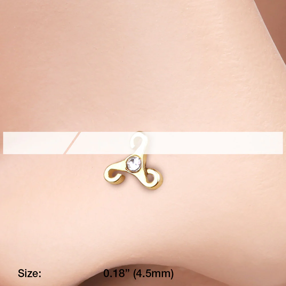 Golden Trinity Icon Sparkle L-Shaped Nose Ring - Image 3