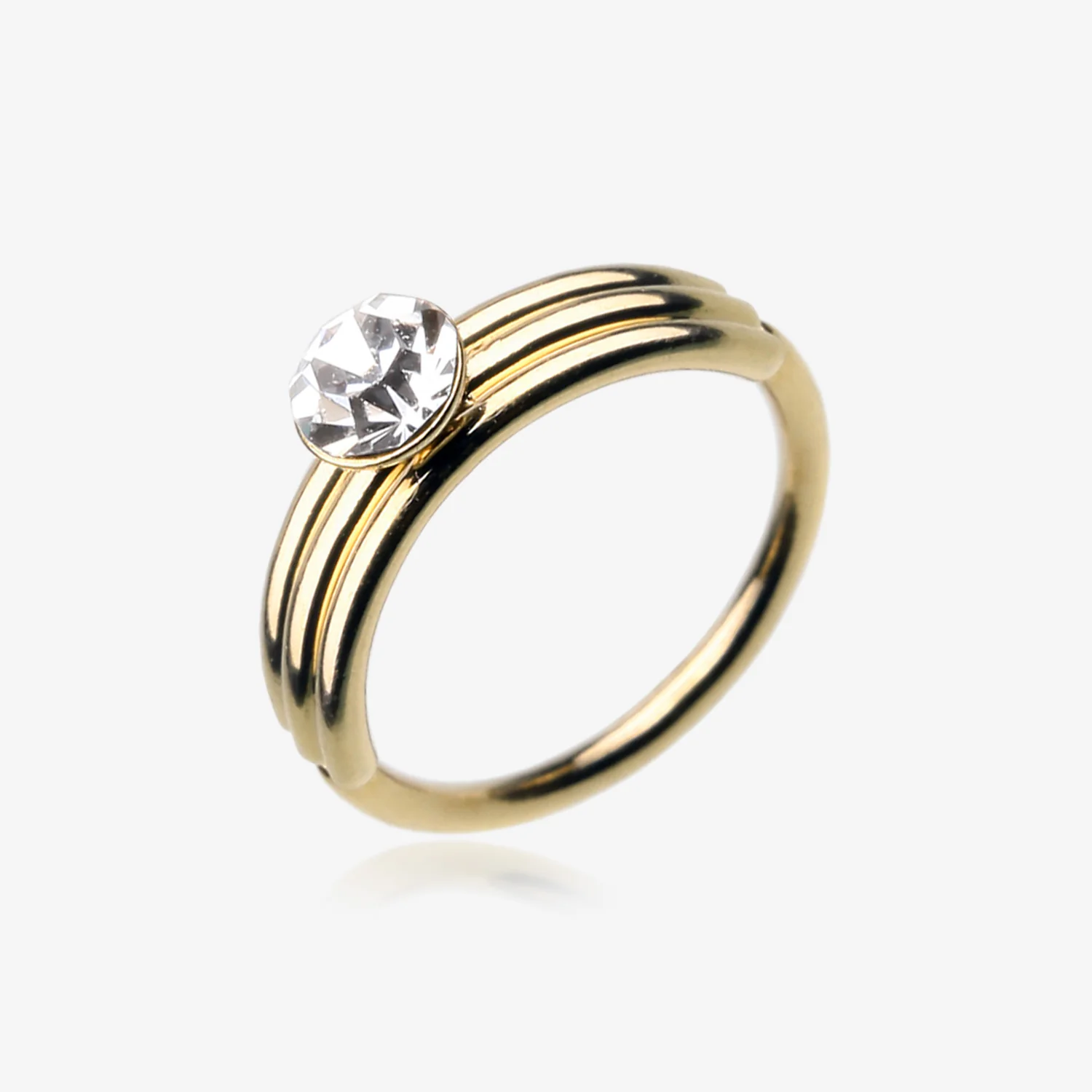 Golden Triple Stacked Design Sparkle Bendable Hoop Ring