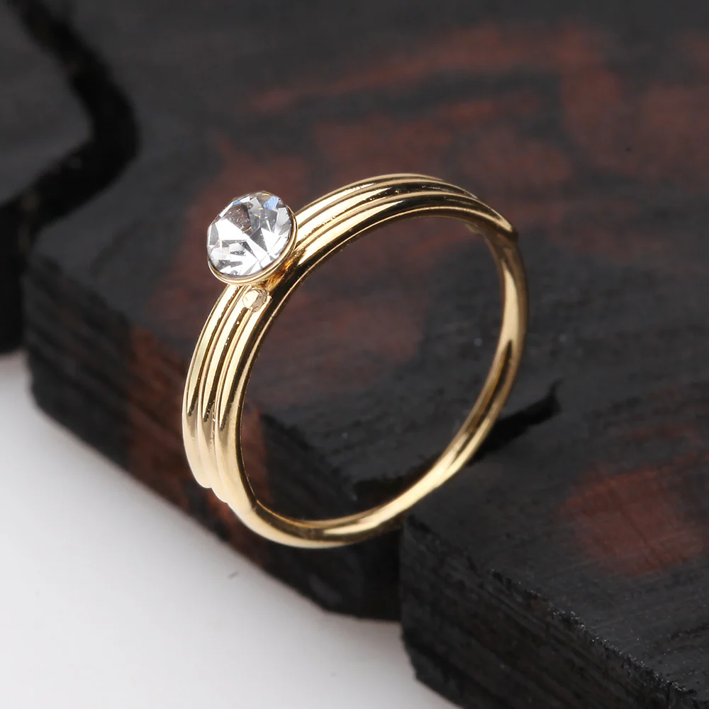 Golden Triple Stacked Design Sparkle Bendable Hoop Ring - Image 3