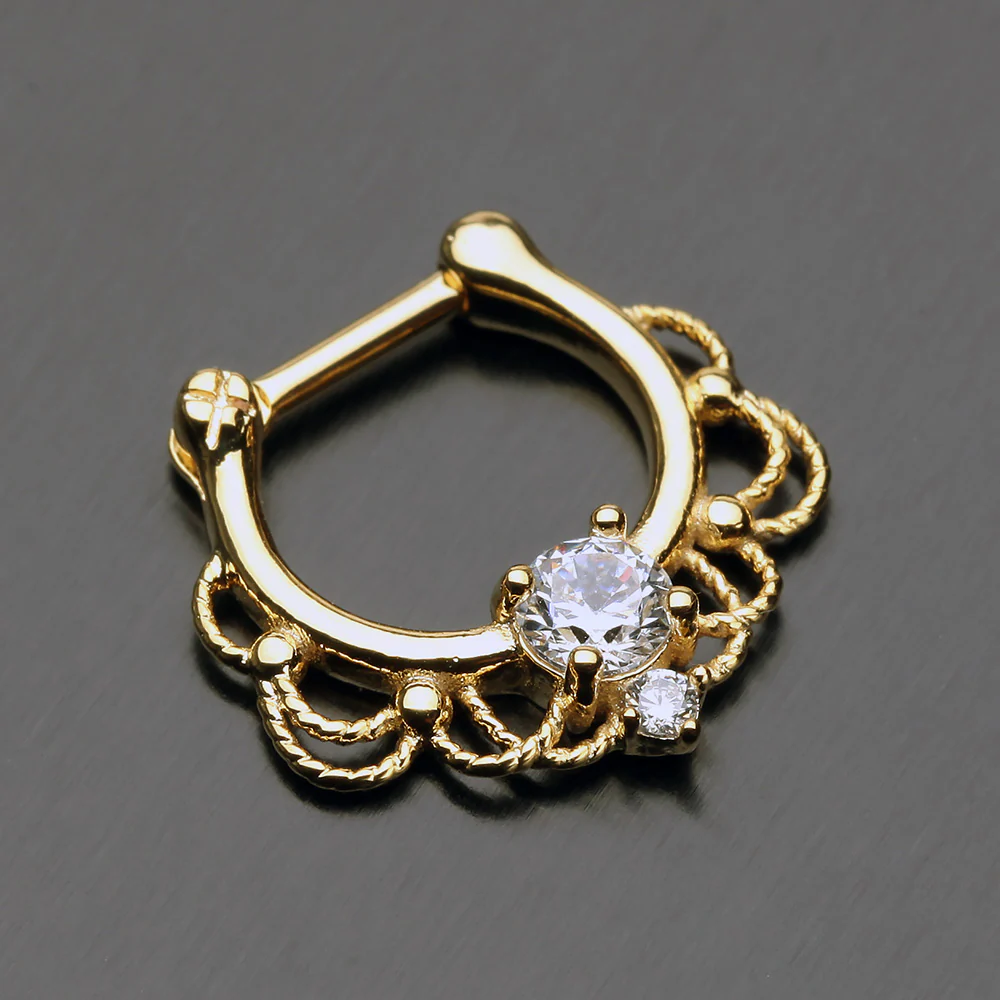Golden Turan Sparkle Septum Clicker Ring - Image 3