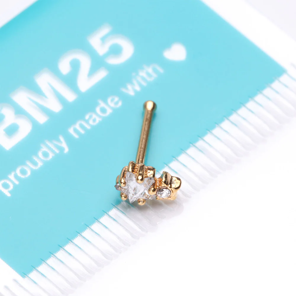 Golden Twinkle Double Star Sparkle Nose Stud Ring - Image 4