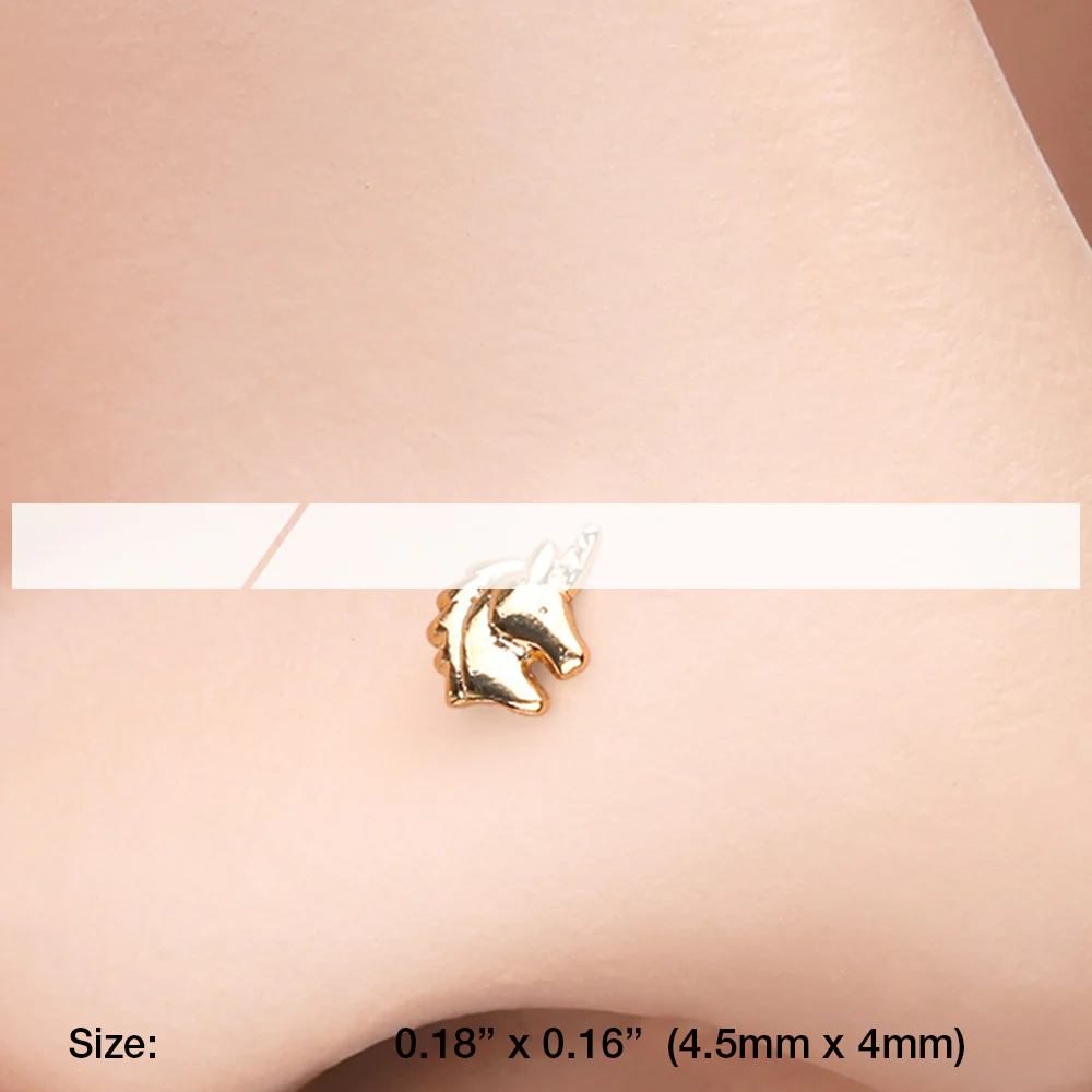 Golden Unicorn Stay Magical Nose Stud Ring - Image 3