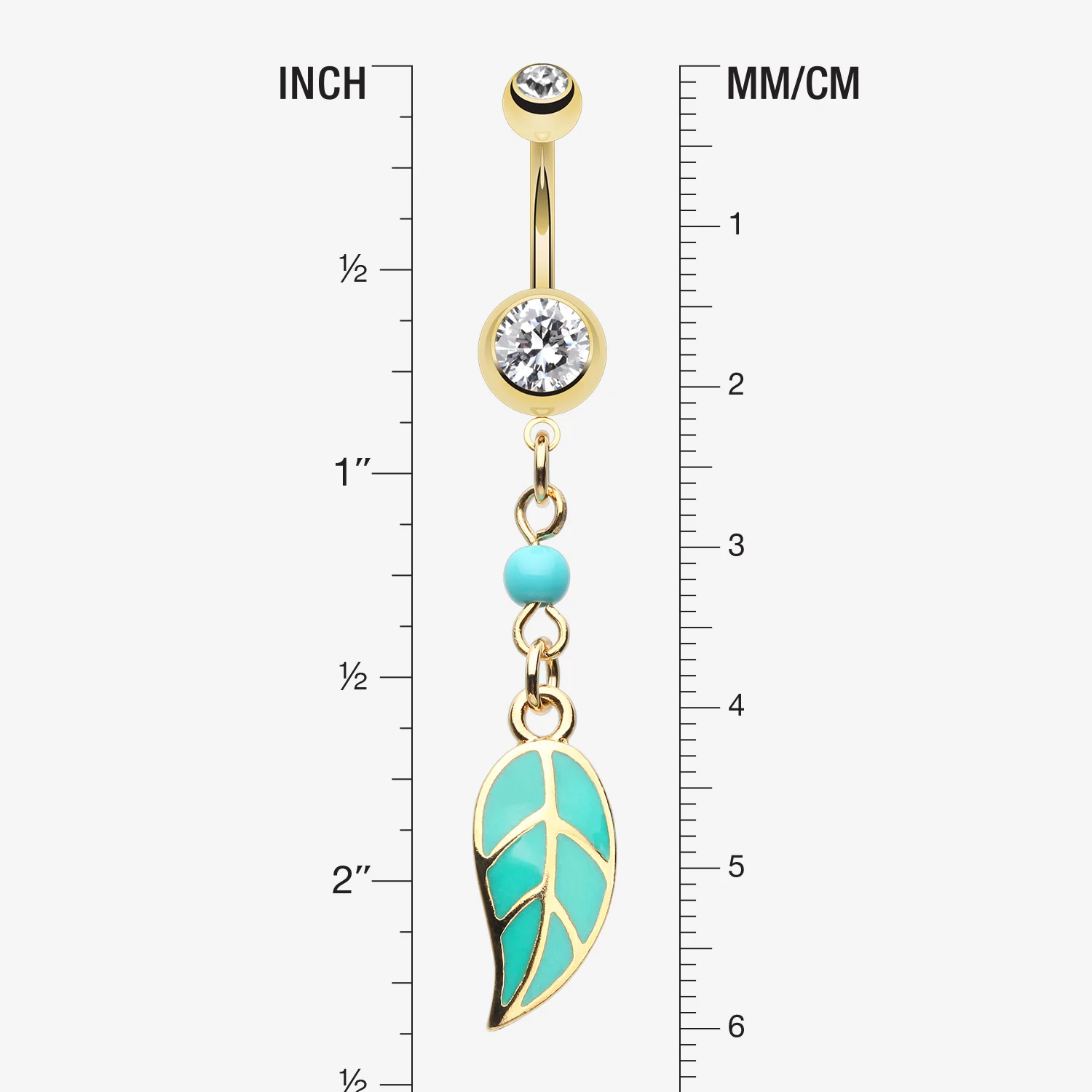 Golden Vibrant Charming Leaf Belly Button Ring - Image 2