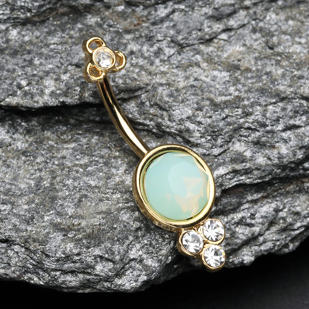 Golden Victorian Opalite Sparkle Belly Button Ring - Image 3