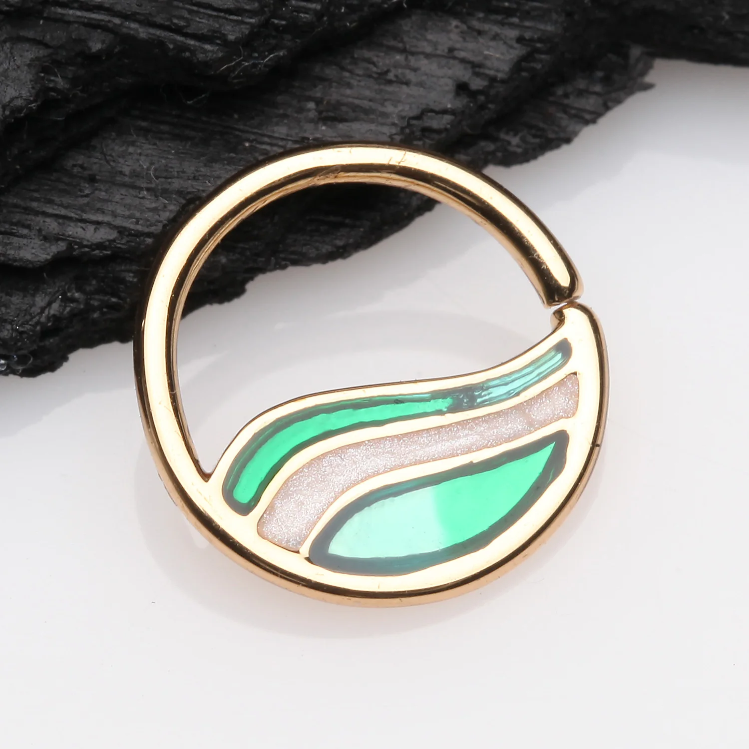 Golden Wave Layered Seamless Bendable Hoop Ring - Image 2