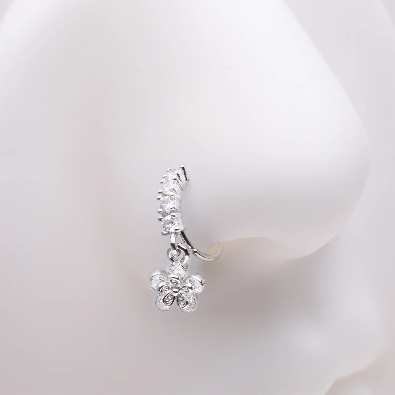 Grand Daisy Flower Sparkle Multi-Gem Lined Bendable Hoop Ring - Image 2