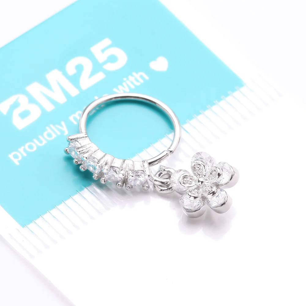 Grand Daisy Flower Sparkle Multi-Gem Lined Bendable Hoop Ring - Image 4