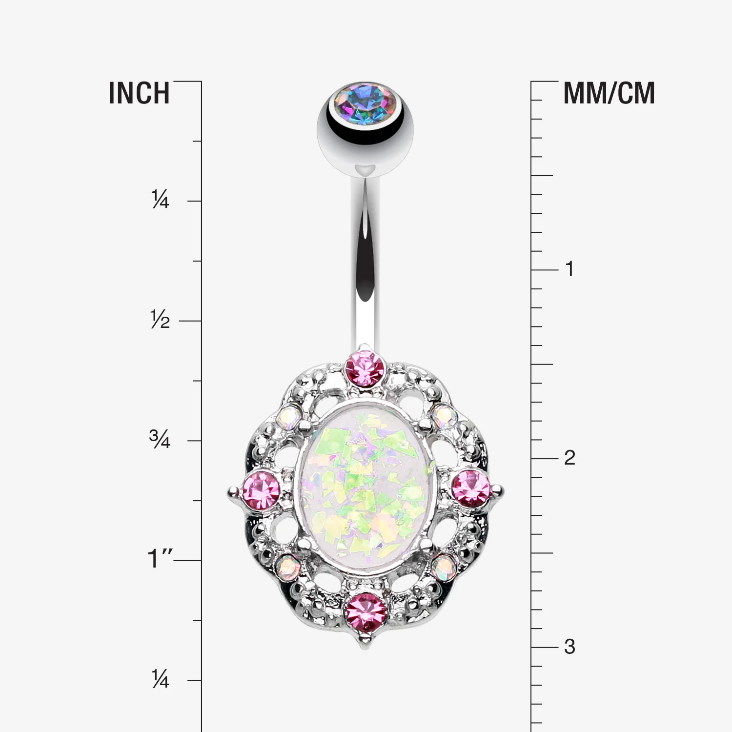 Grand Florid Opal Sparkle Belly Button Ring - Image 2