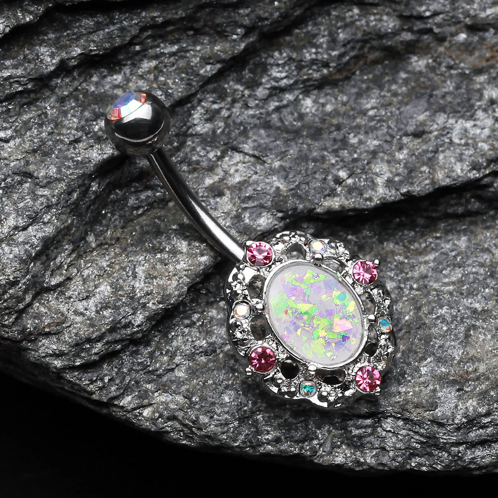 Grand Florid Opal Sparkle Belly Button Ring - Image 3