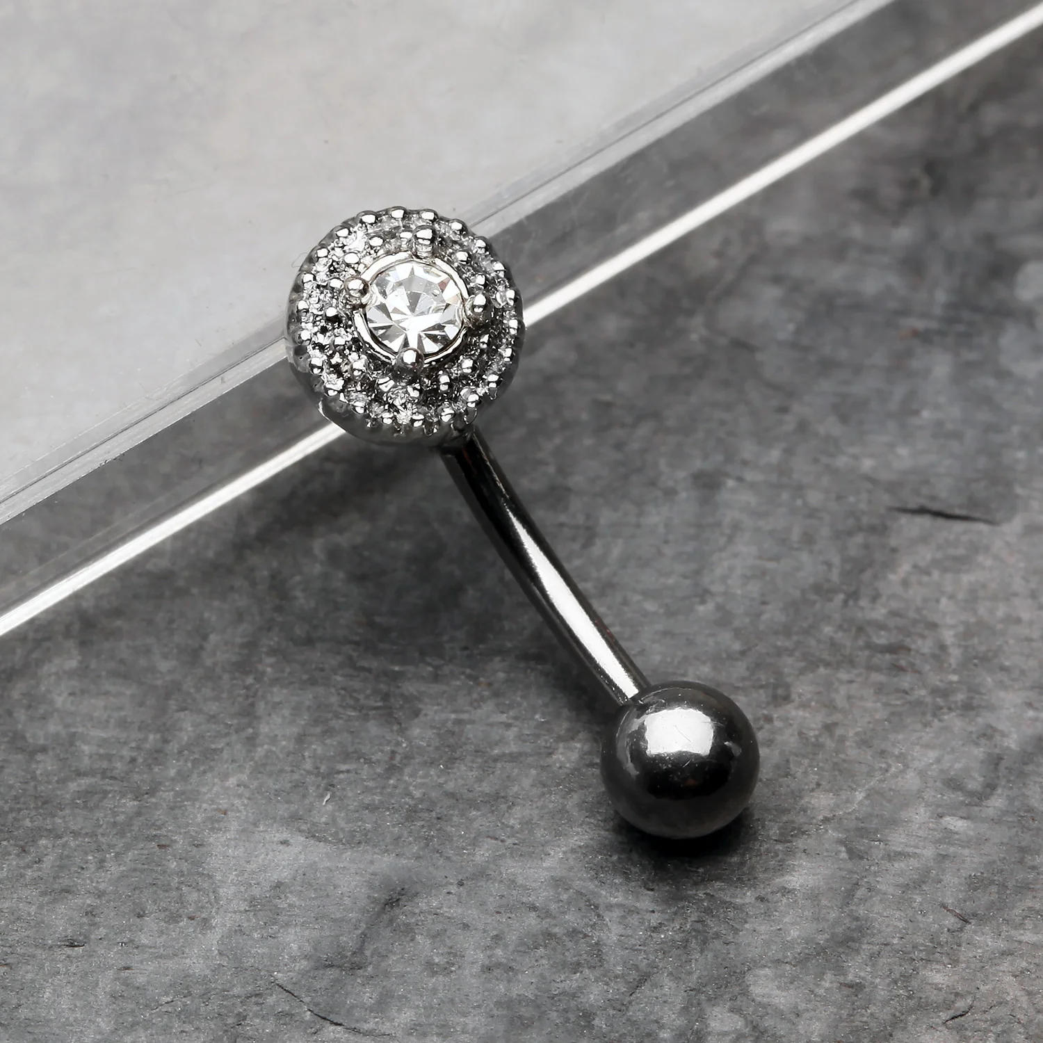 Grand Sparkle Gem Eyebrow Curved Barbell Ring - Image 2