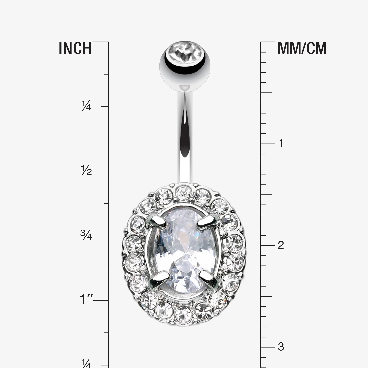 Grand Sparkle Prong Gem Belly Button Ring - Image 2