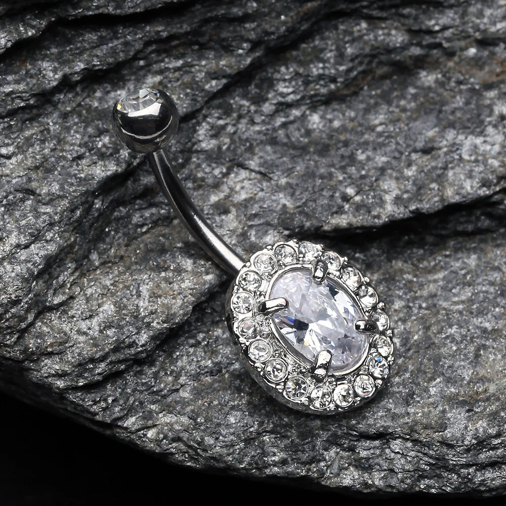 Grand Sparkle Prong Gem Belly Button Ring - Image 3