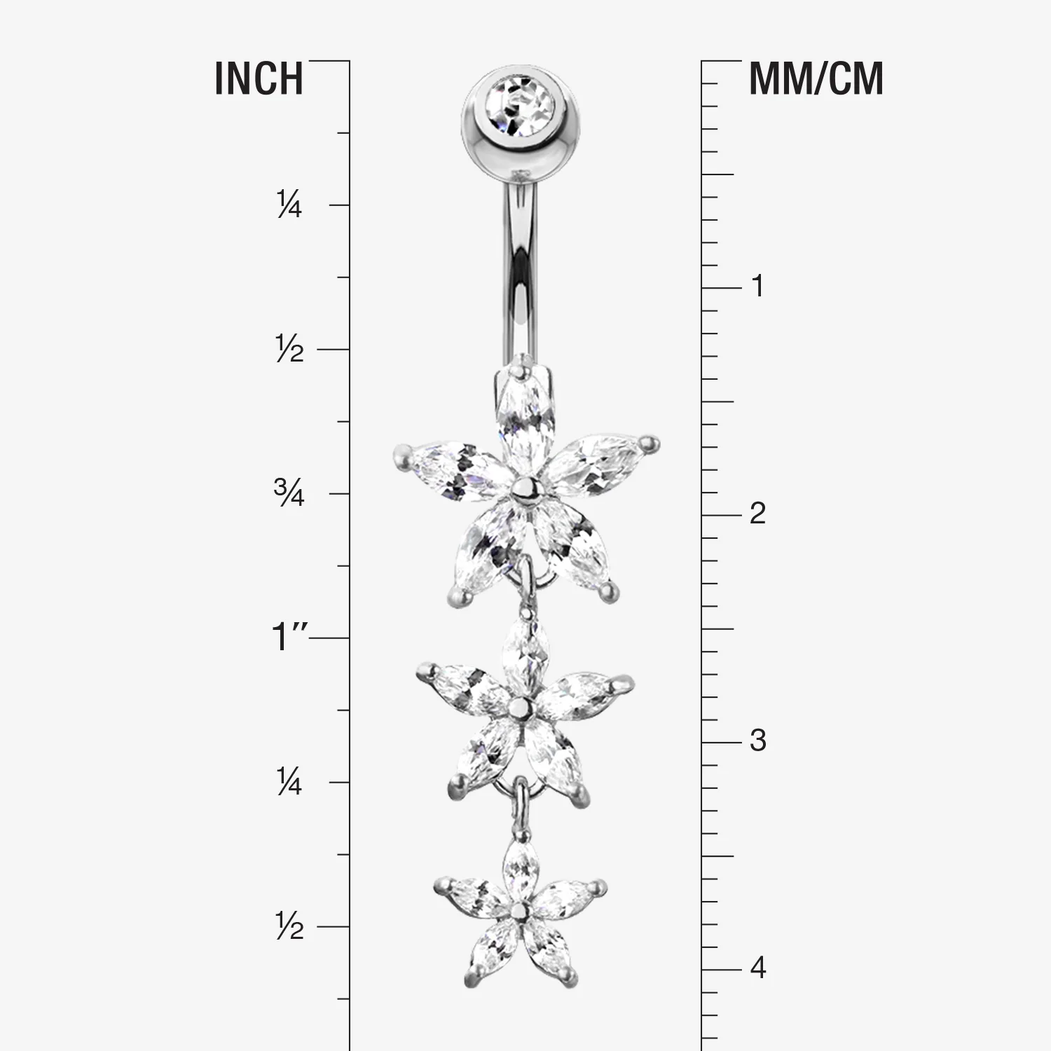 Grand Sparkle Triple Marquise Sparkle Belly Button Ring - Image 2