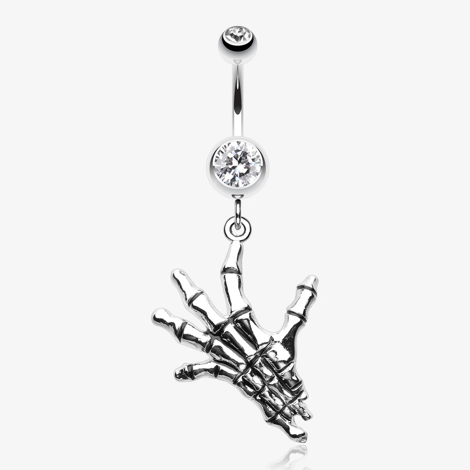Hand of Death Skeleton Belly Button Ring