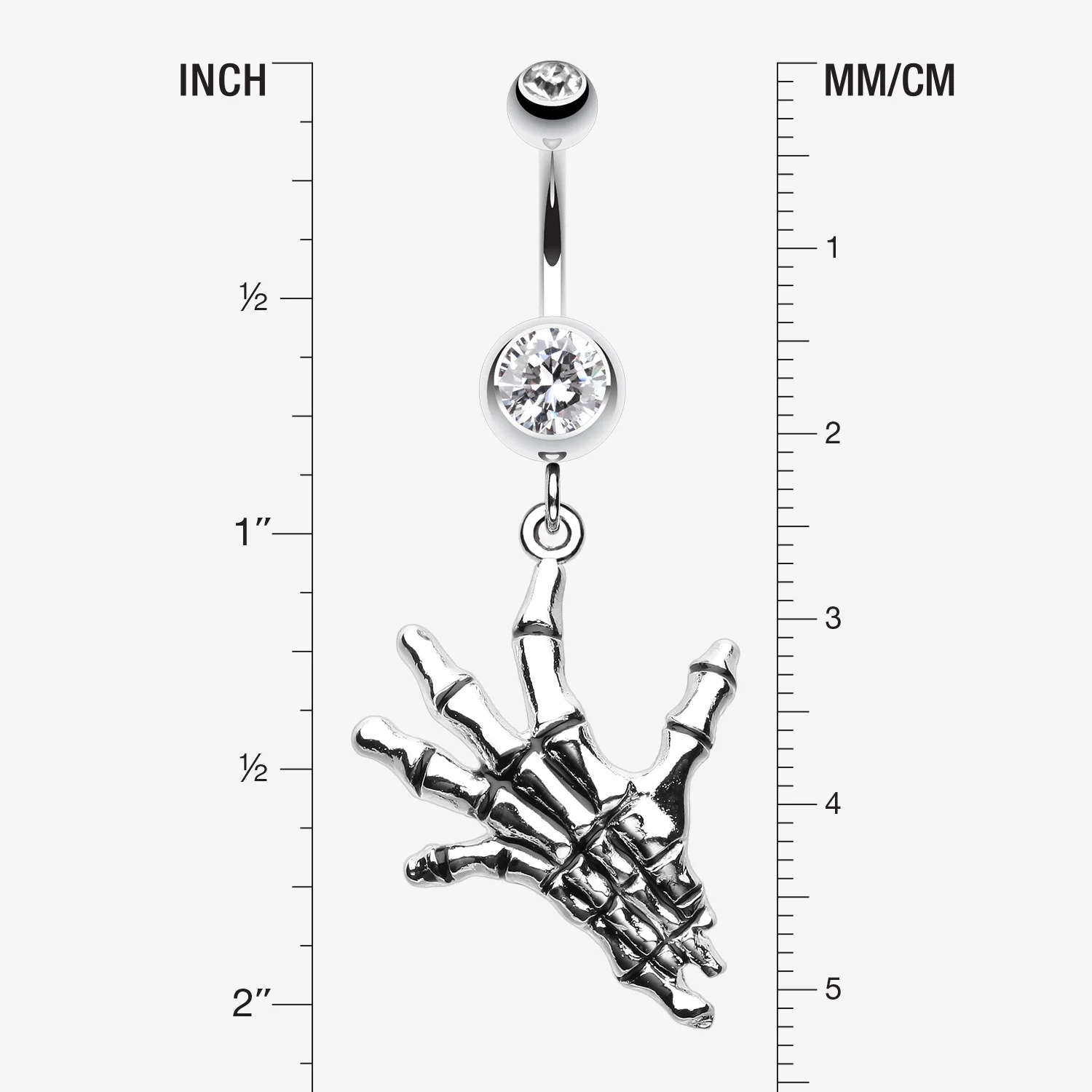 Hand of Death Skeleton Belly Button Ring - Image 2