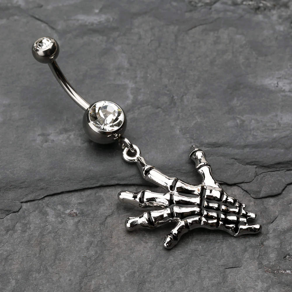 Hand of Death Skeleton Belly Button Ring - Image 3