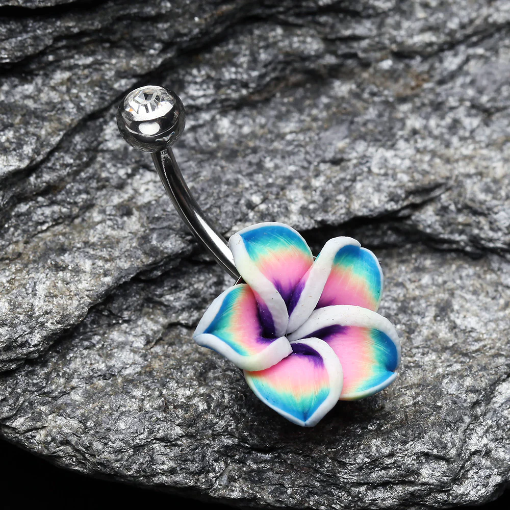 Hawaiian Plumeria Belly Button Ring - Image 3