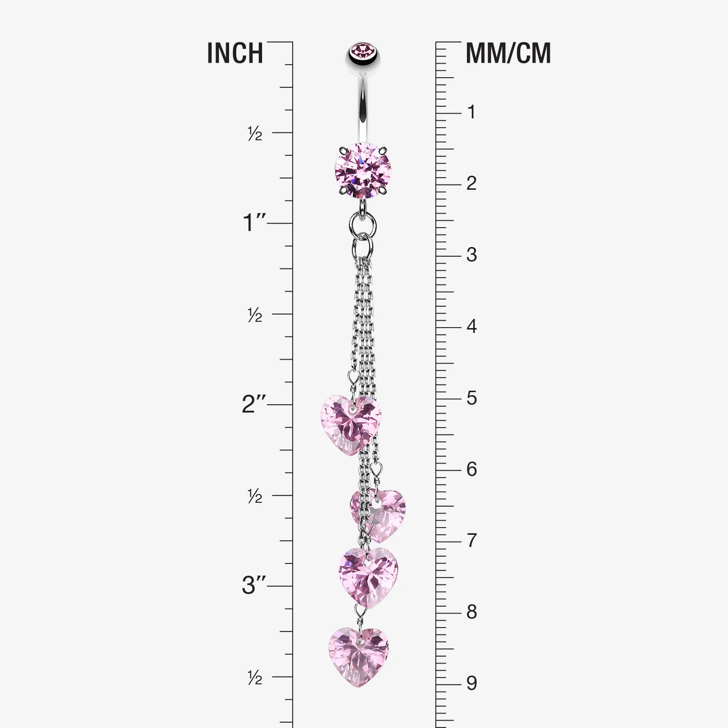 Heart Crystal Drops Belly Ring - Image 2