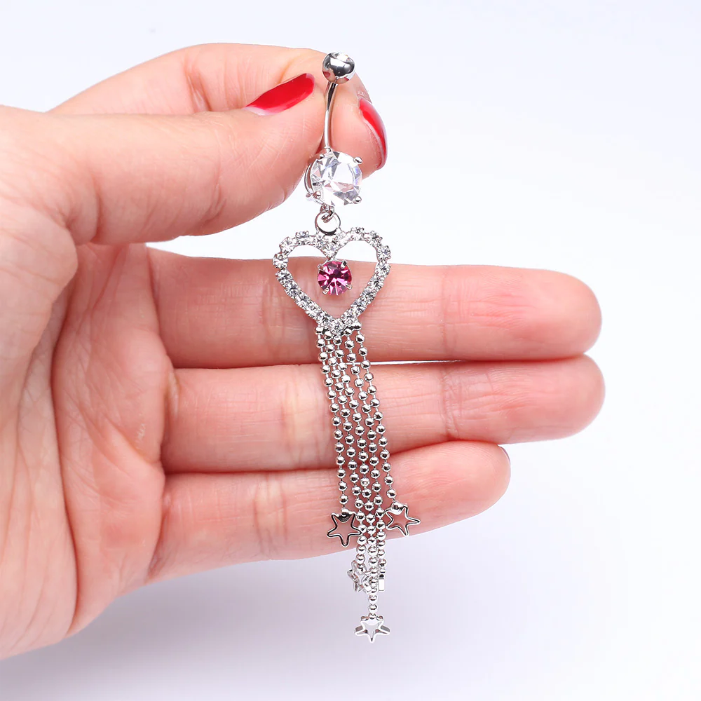 Heart Crystalline Star Falls Belly Button Ring - Image 4