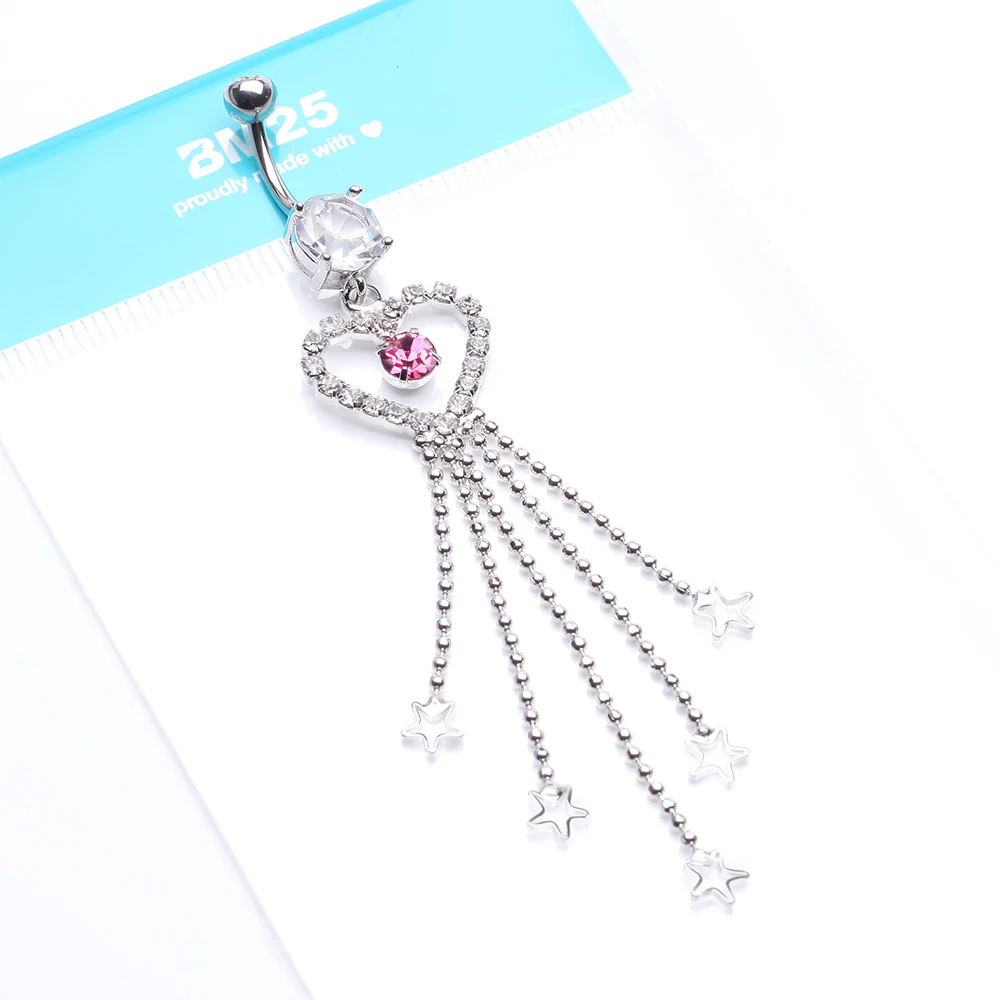 Heart Crystalline Star Falls Belly Button Ring - Image 5