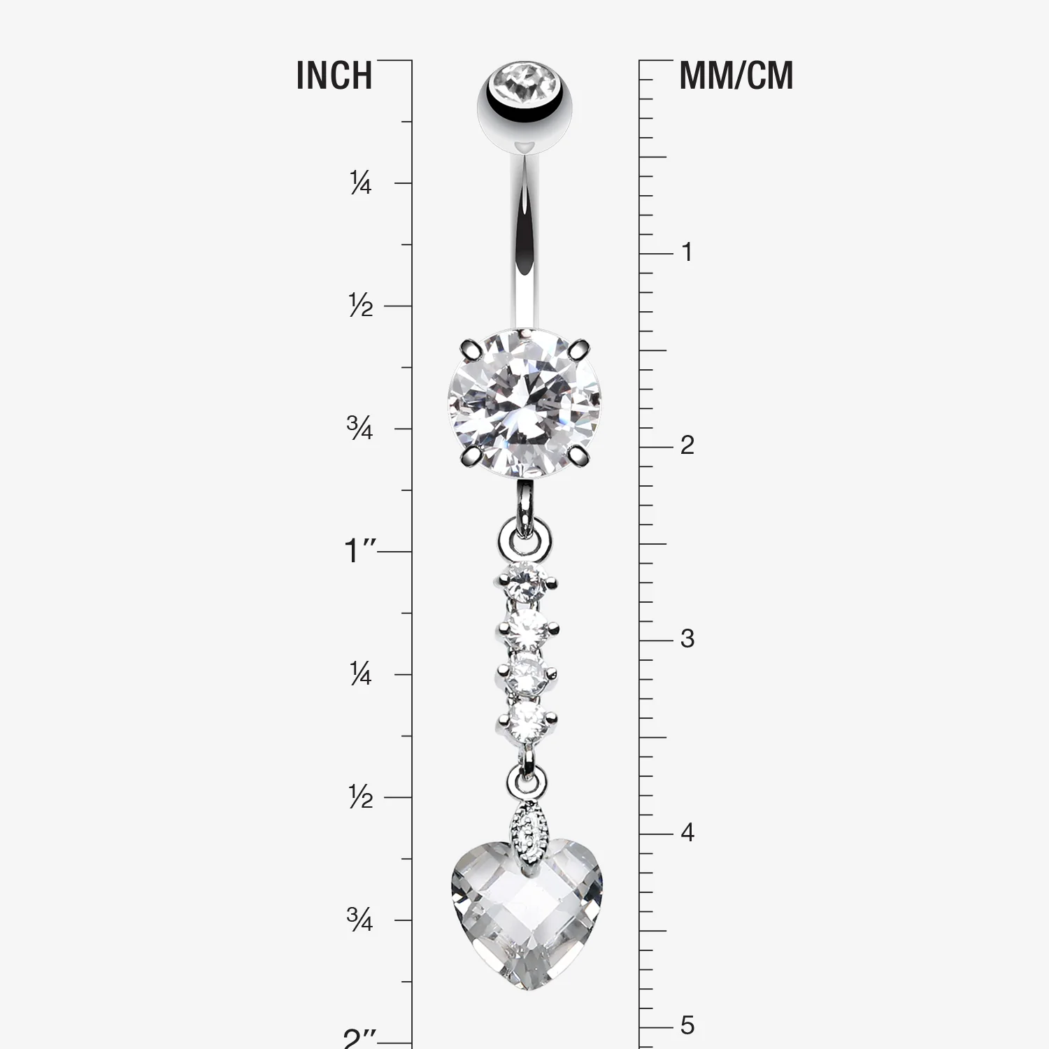 Heart Droplet Belly Button Ring - Image 2