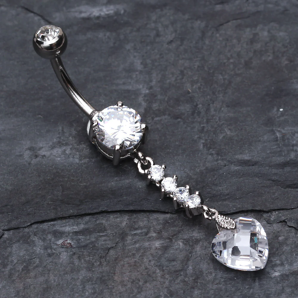 Heart Droplet Belly Button Ring - Image 3