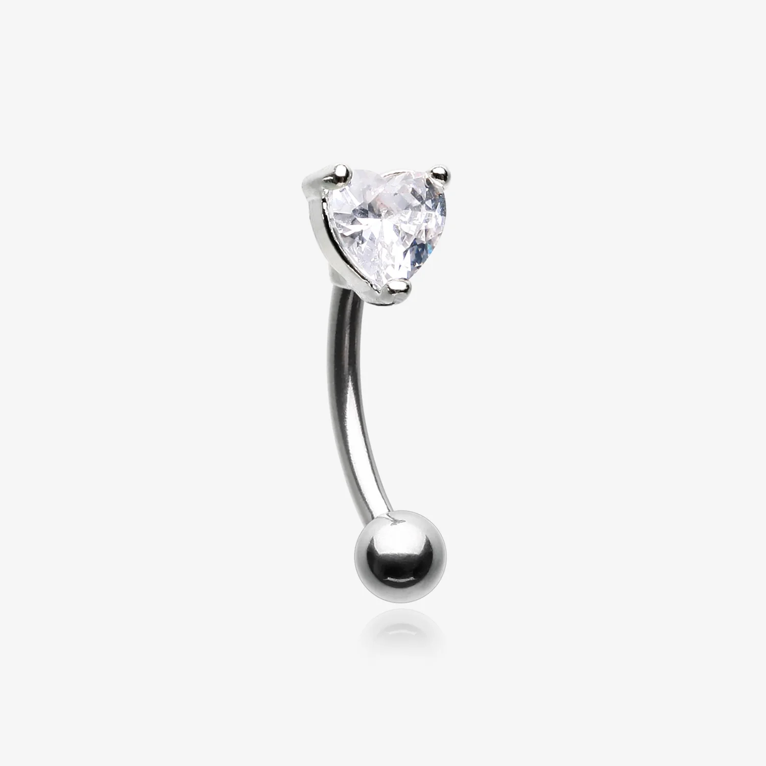 Heart Gem Sparkle Prong Curved Barbell
