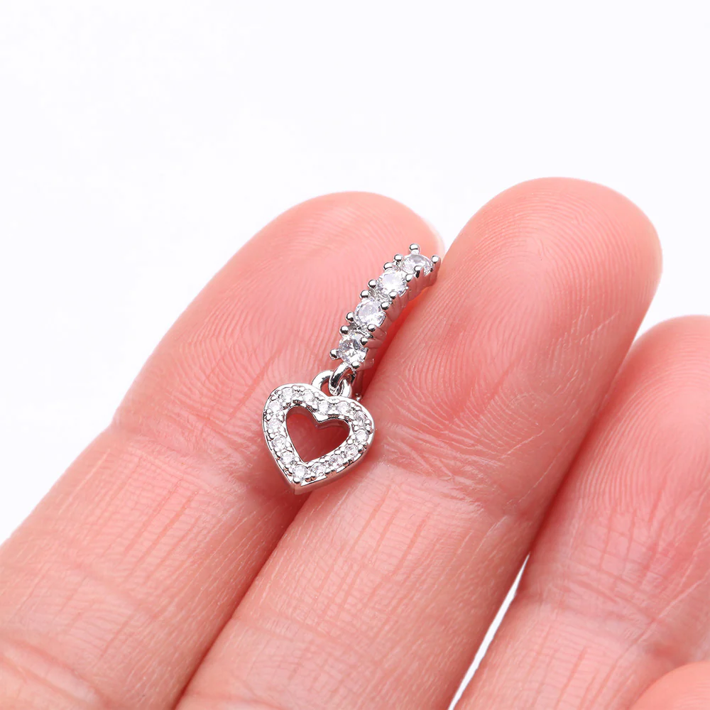 Heart Loop Sparkle Dangle Multi-Gem Lined Bendable Hoop Ring - Image 3