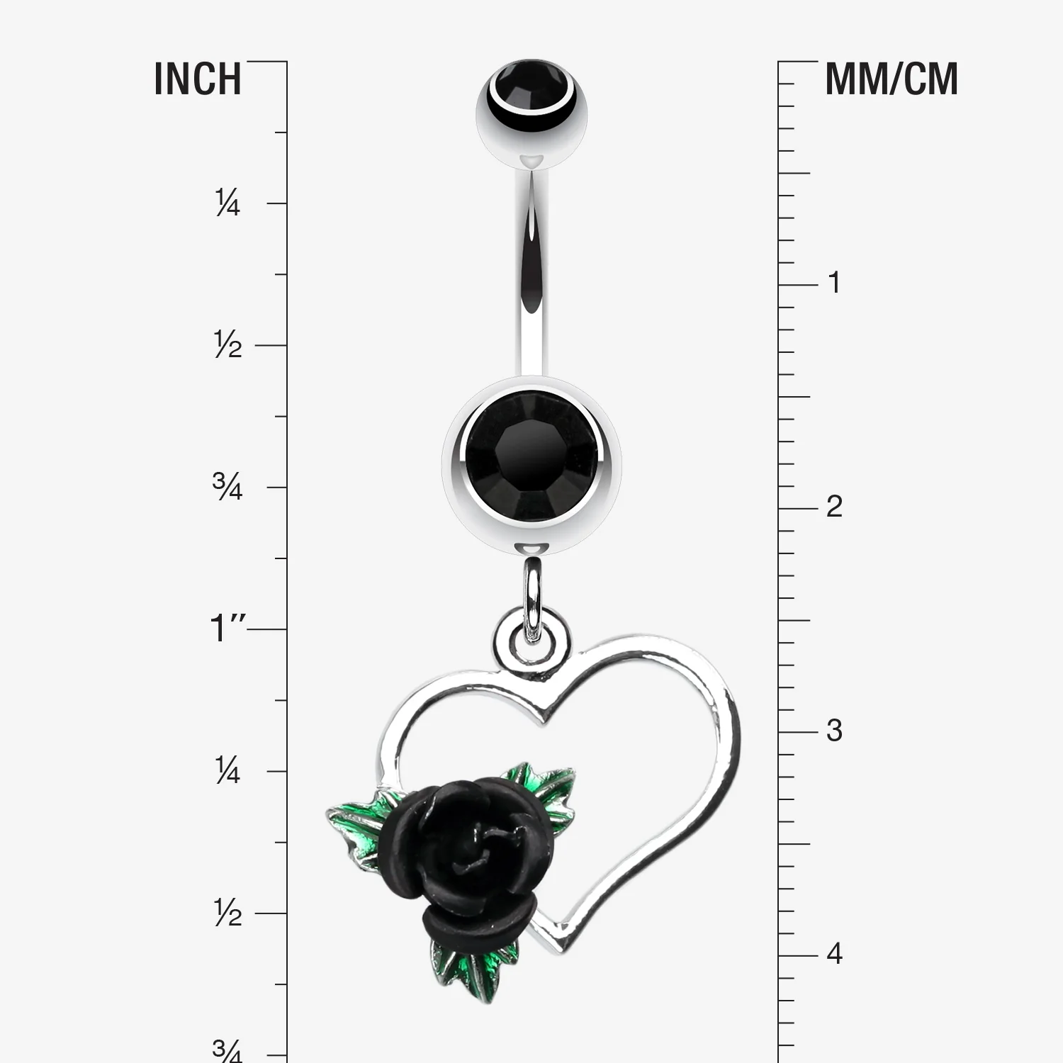 Heart Rose Belly Ring - Image 2