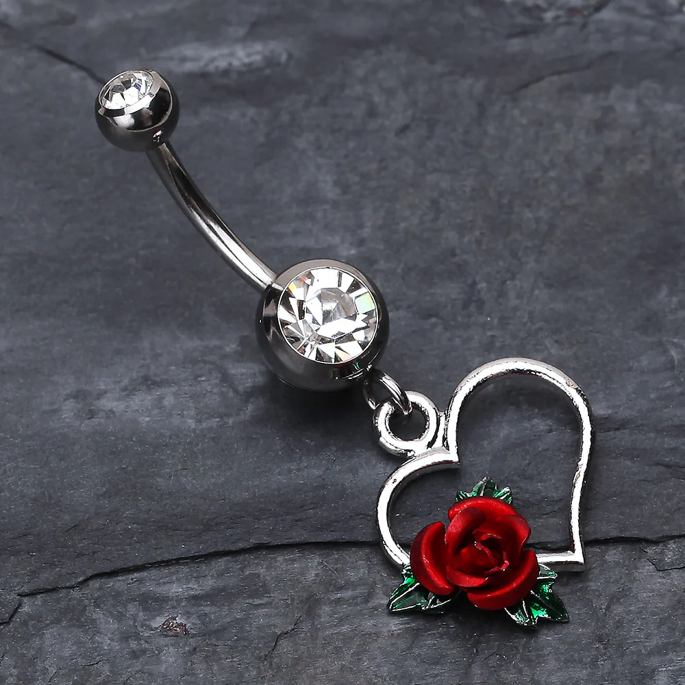 Heart Rose Belly Ring - Image 3