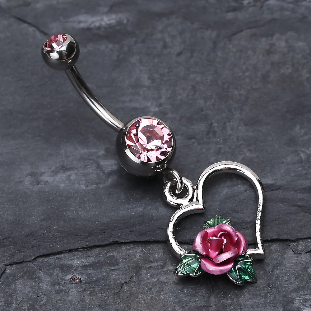 Heart Rose Belly Ring - Image 3