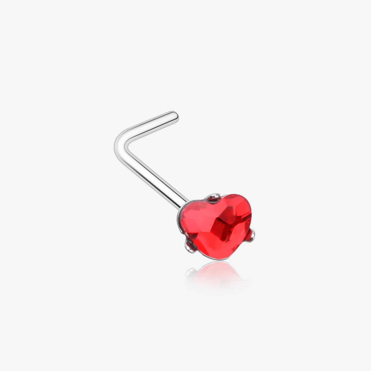 Heart Sparkle Gem L-Shaped Nose Ring