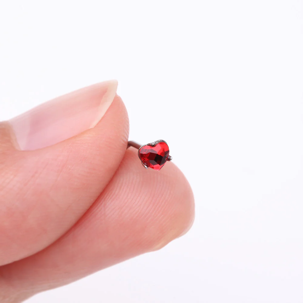 Heart Sparkle Gem L-Shaped Nose Ring - Image 3