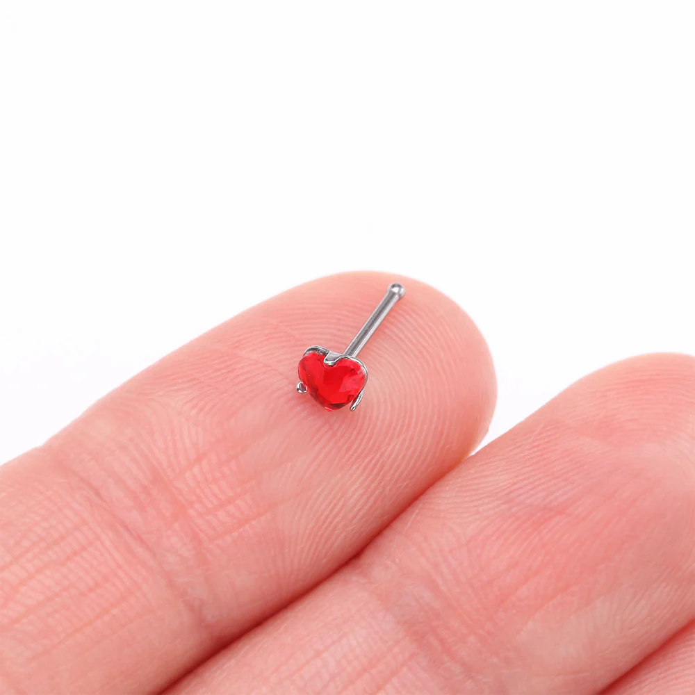 Heart Sparkle Gem Nose Stud Ring - Image 3