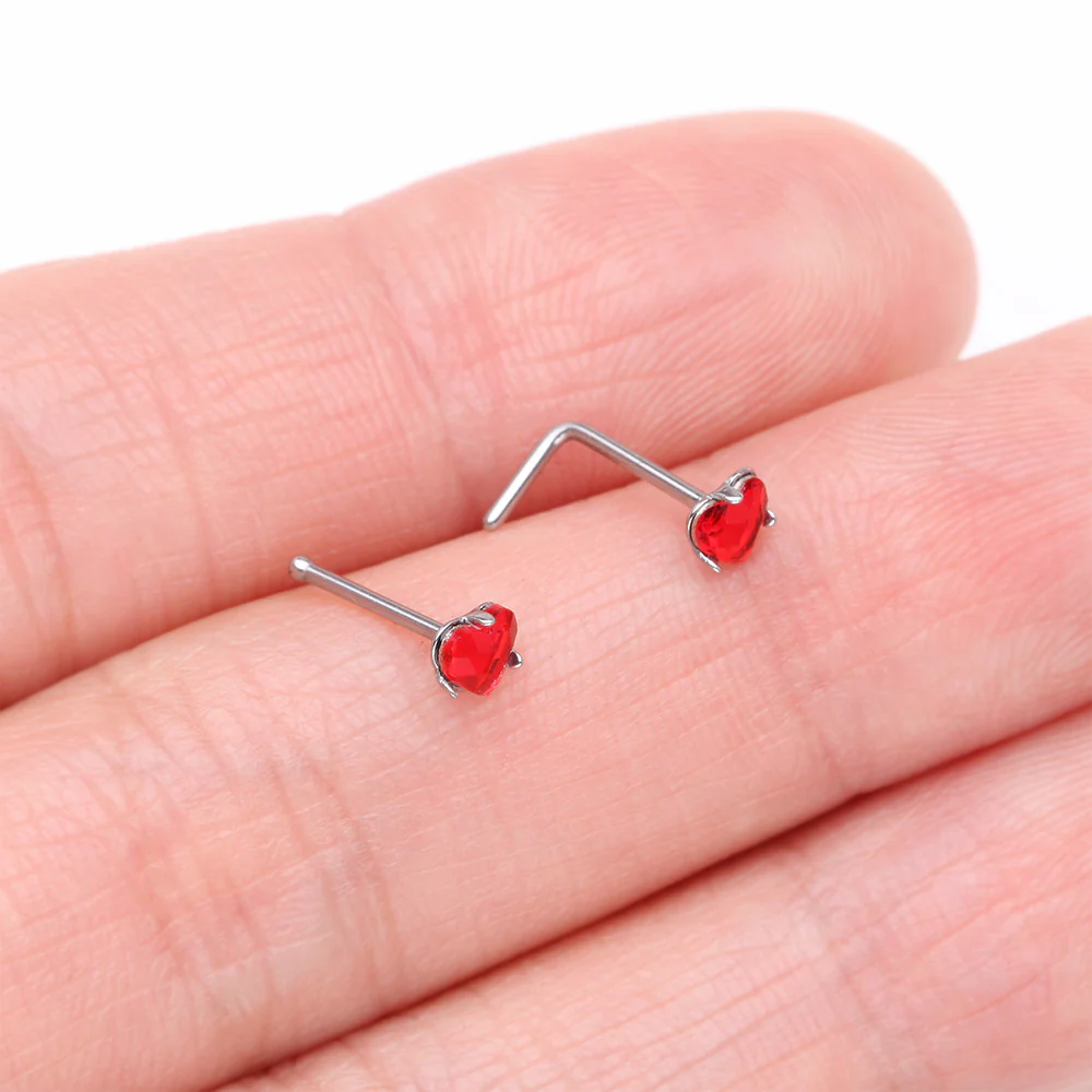 Heart Sparkle Gem Nose Stud Ring - Image 4