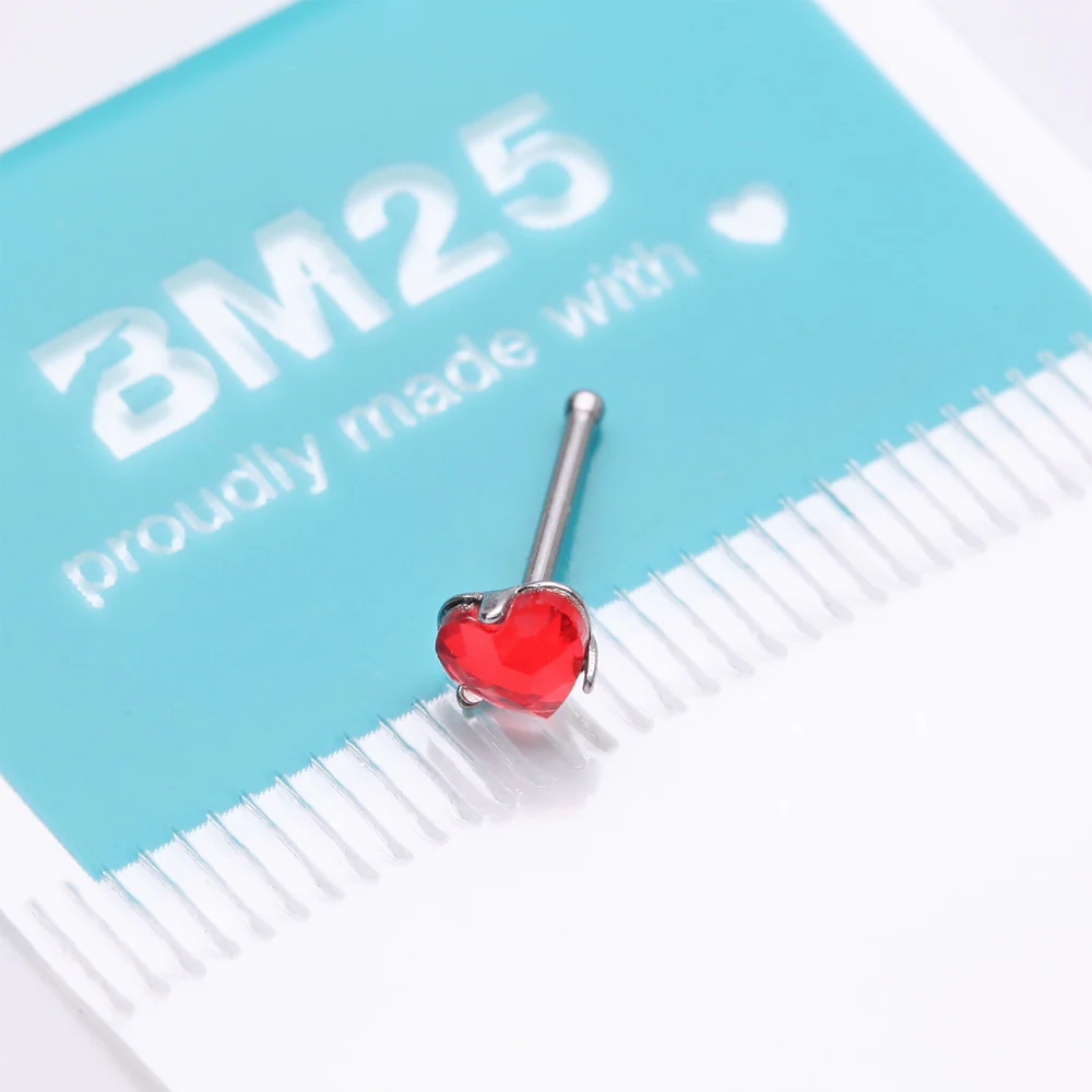 Heart Sparkle Gem Nose Stud Ring - Image 5