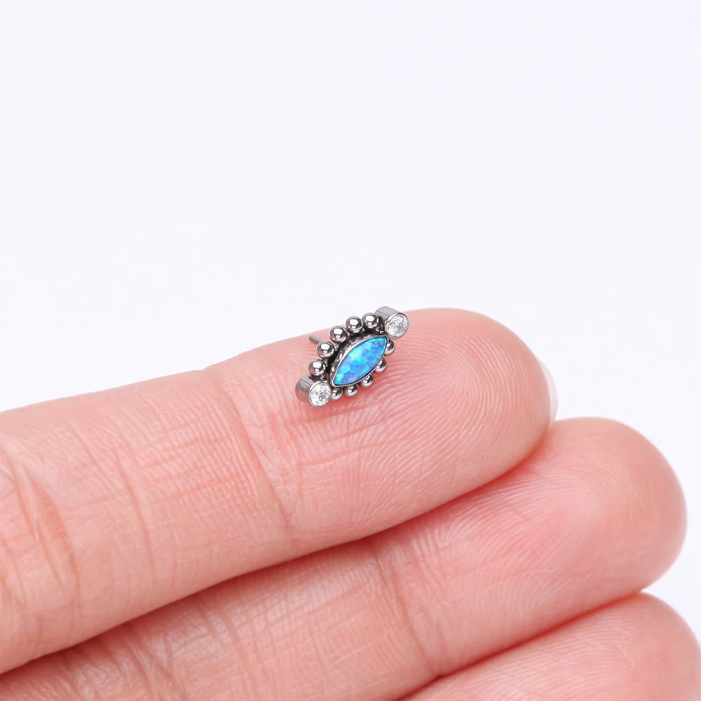 Implant Grade Titanium OneFit Threadless Bali Beads Arc Marquise Fire Opal Sparkle Top Part - Image 3