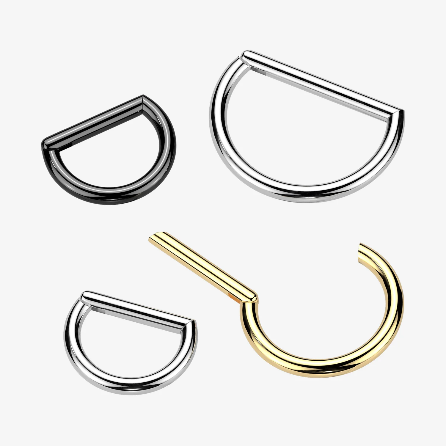 Implant Grade Titanium Basic D Shape Clicker Hoop Ring - Image 2