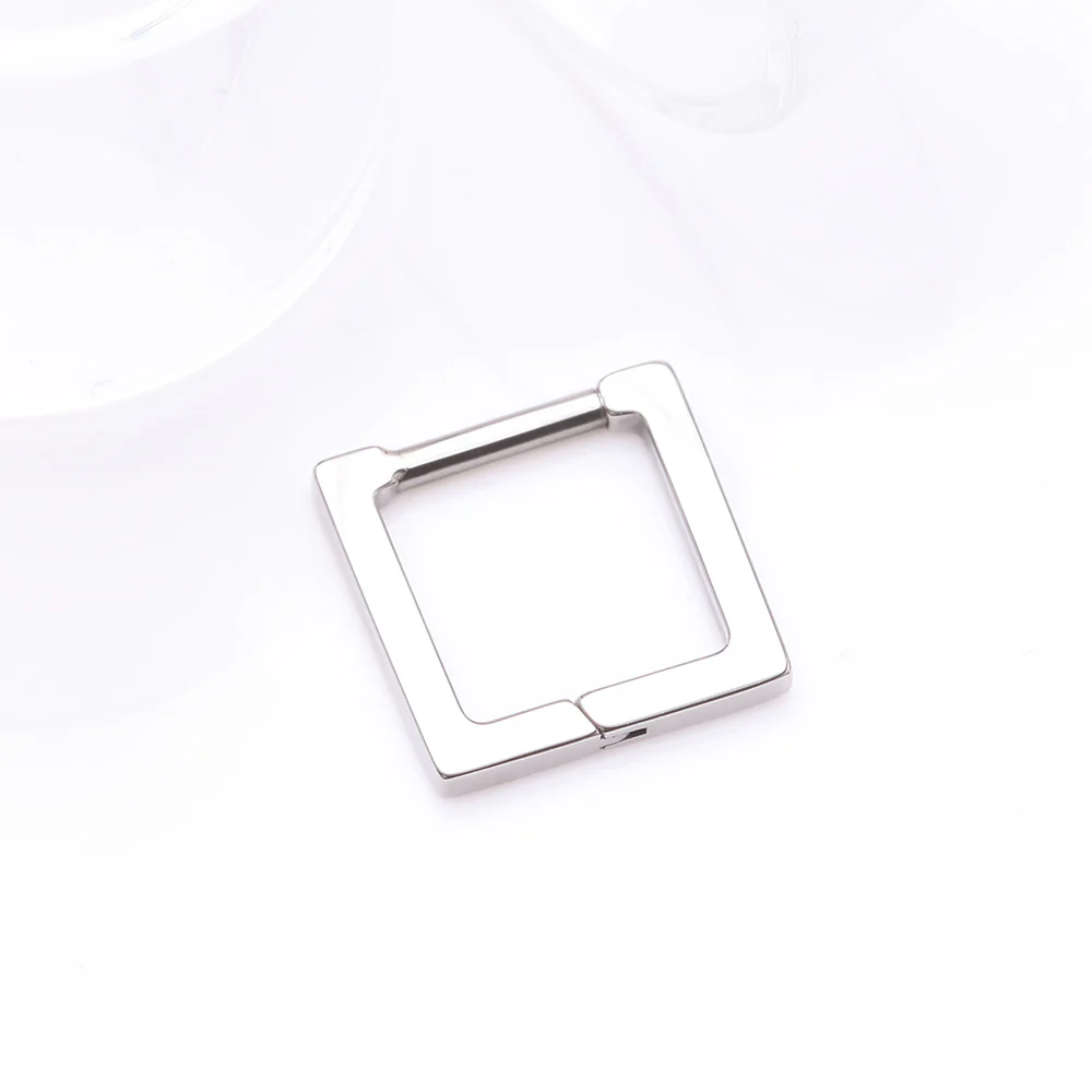 Implant Grade Titanium Basic Hollow Square Clicker Hoop Ring - Image 3
