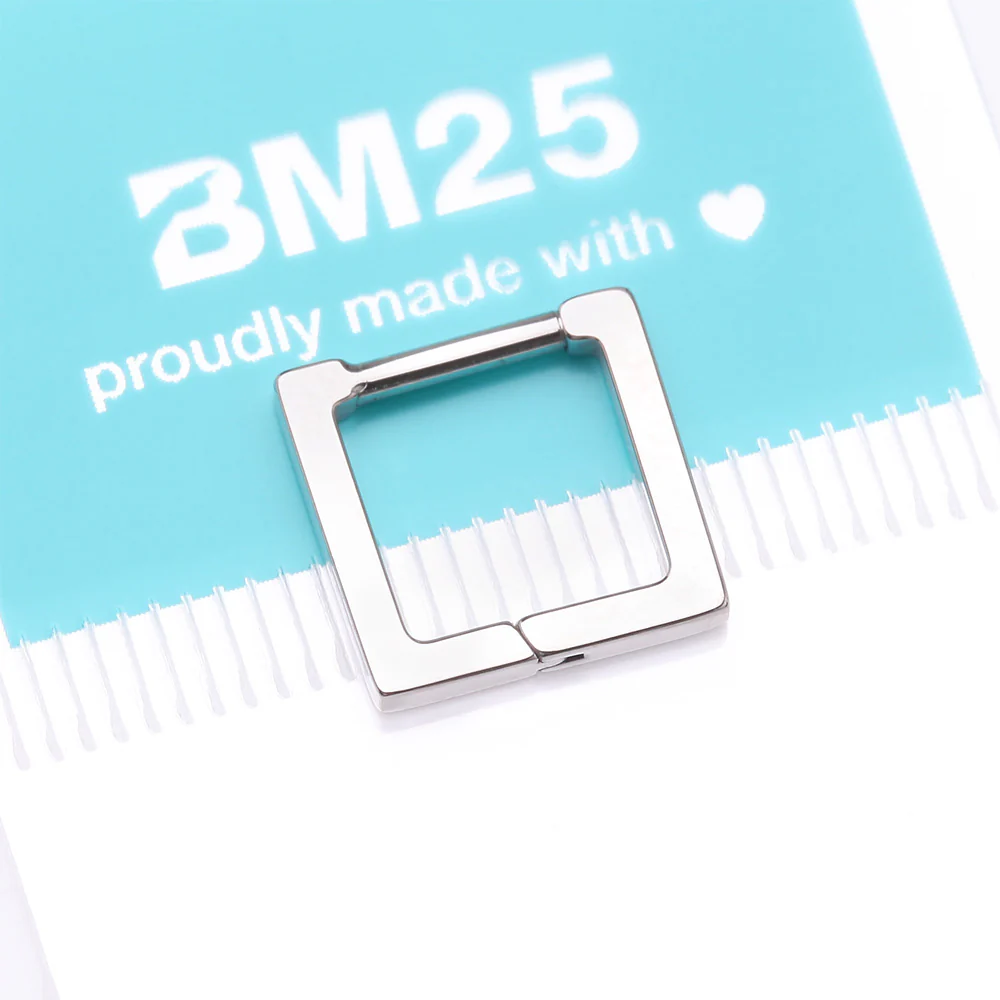 Implant Grade Titanium Basic Hollow Square Clicker Hoop Ring - Image 5