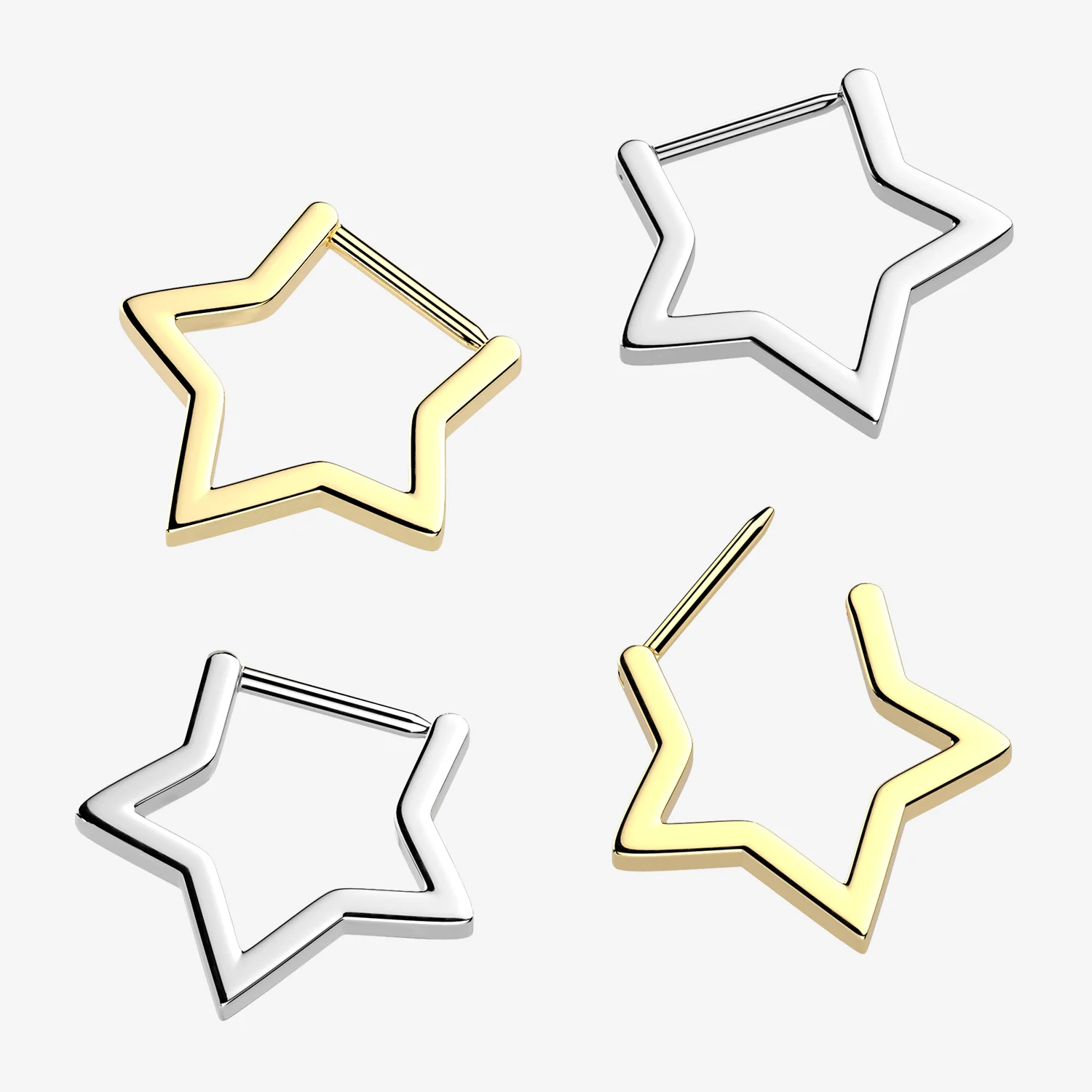 Implant Grade Titanium Basic Hollow Star Clicker Hoop Ring - Image 2