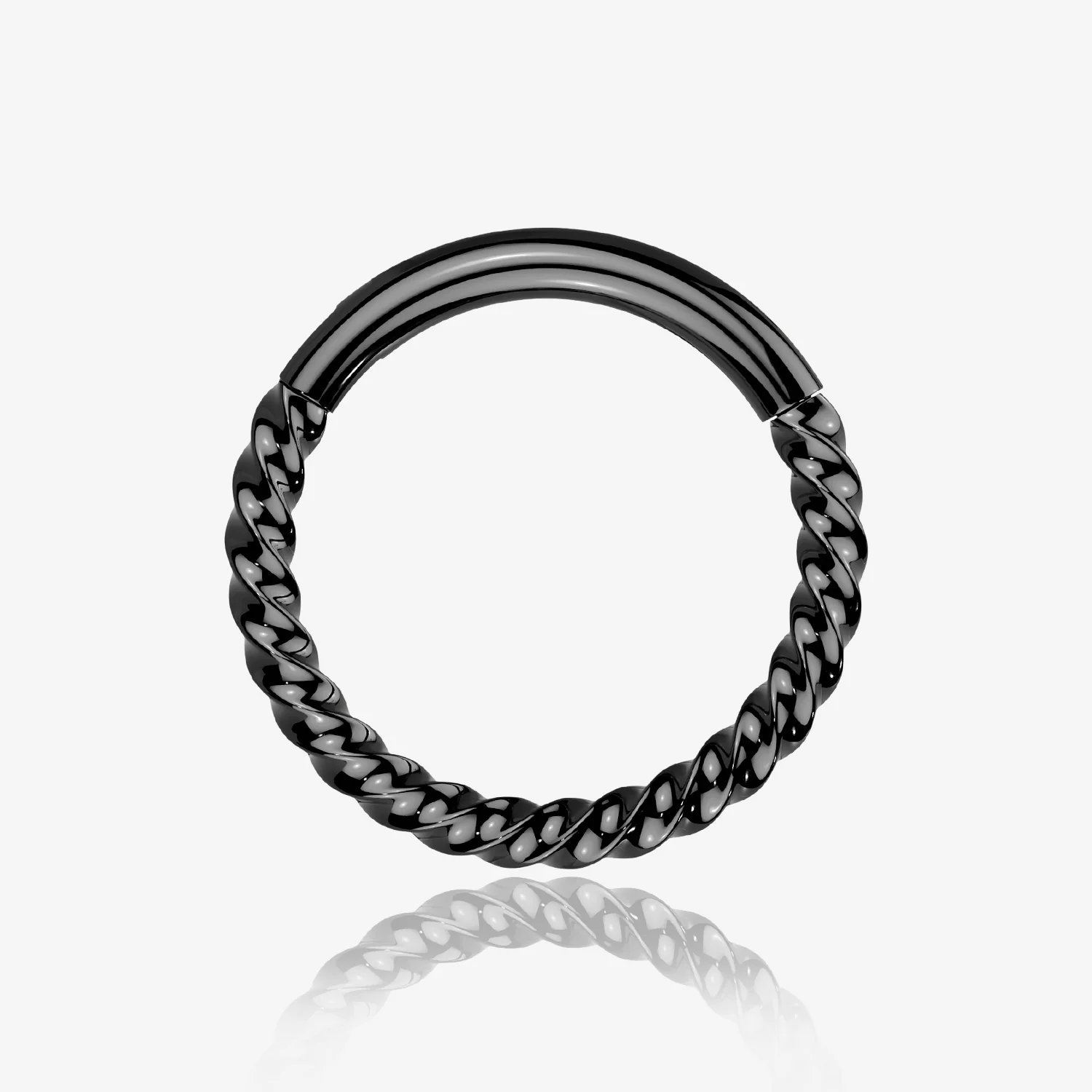Implant Grade Titanium Black PVD Braided Rope Clicker Hoop Ring