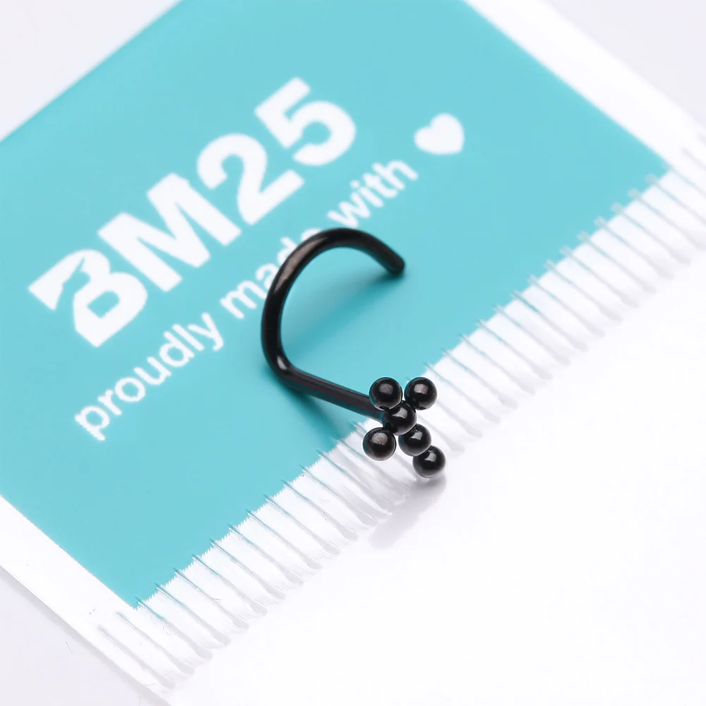 Implant Grade Titanium Blackline Beaded Cross Top Nose Screw Ring - Image 4