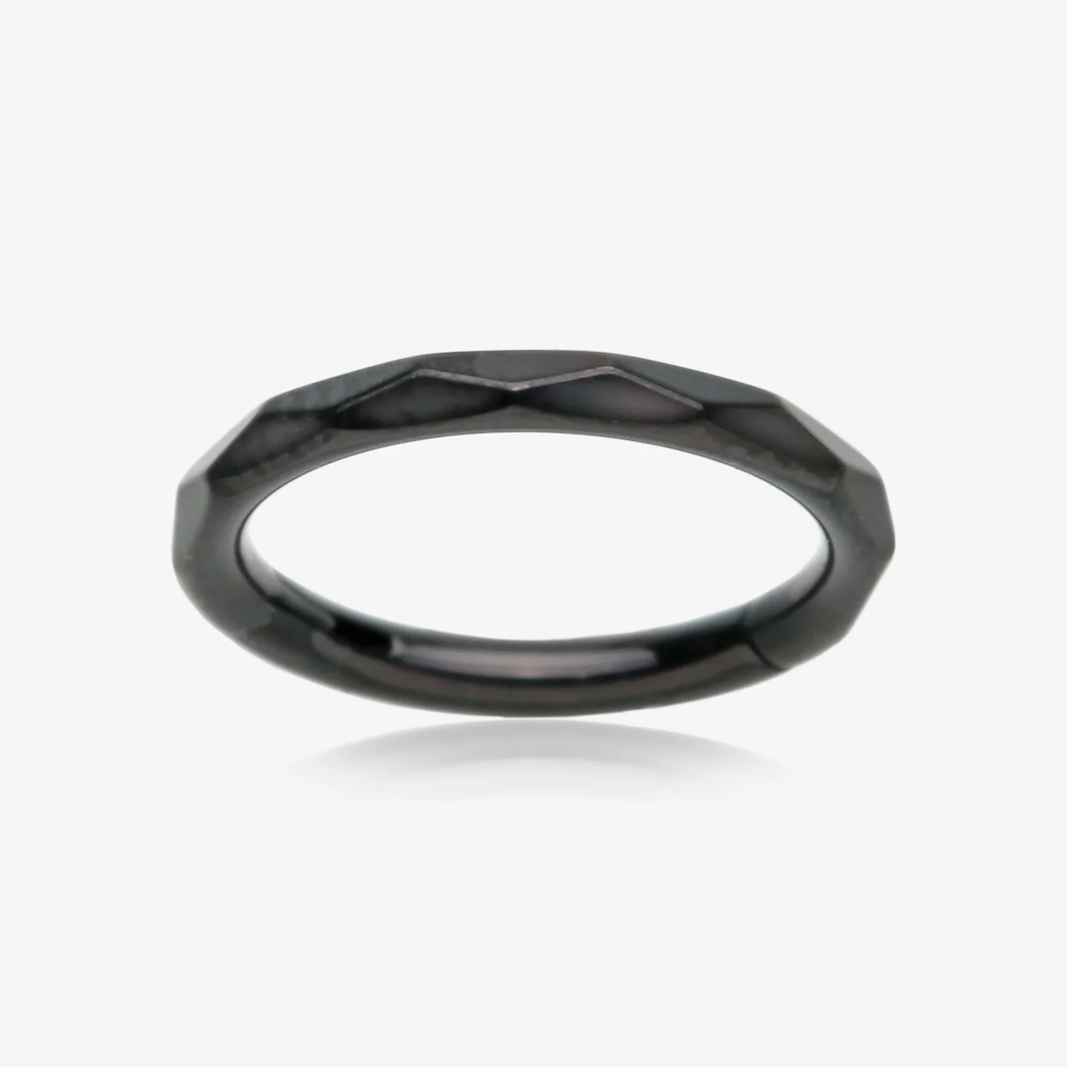 Implant Grade Titanium Blackline Diamond Cut Faceted Seamless Clicker Hoop Ring