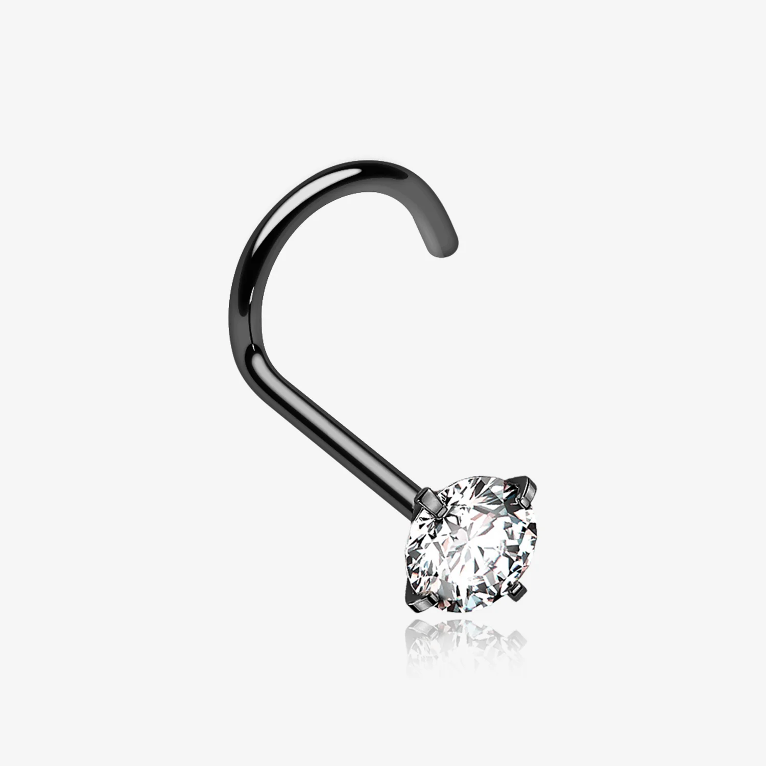 Implant Grade Titanium Blackline Gem Sparkle Prong Set Top Nose Screw Ring
