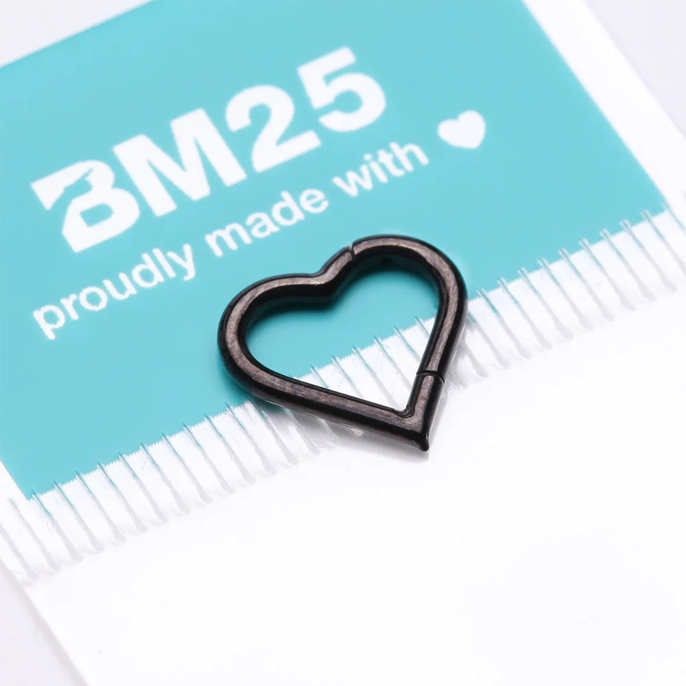 Implant Grade Titanium Blackline Heart Basic Geometric Clicker Hoop Ring - Image 4