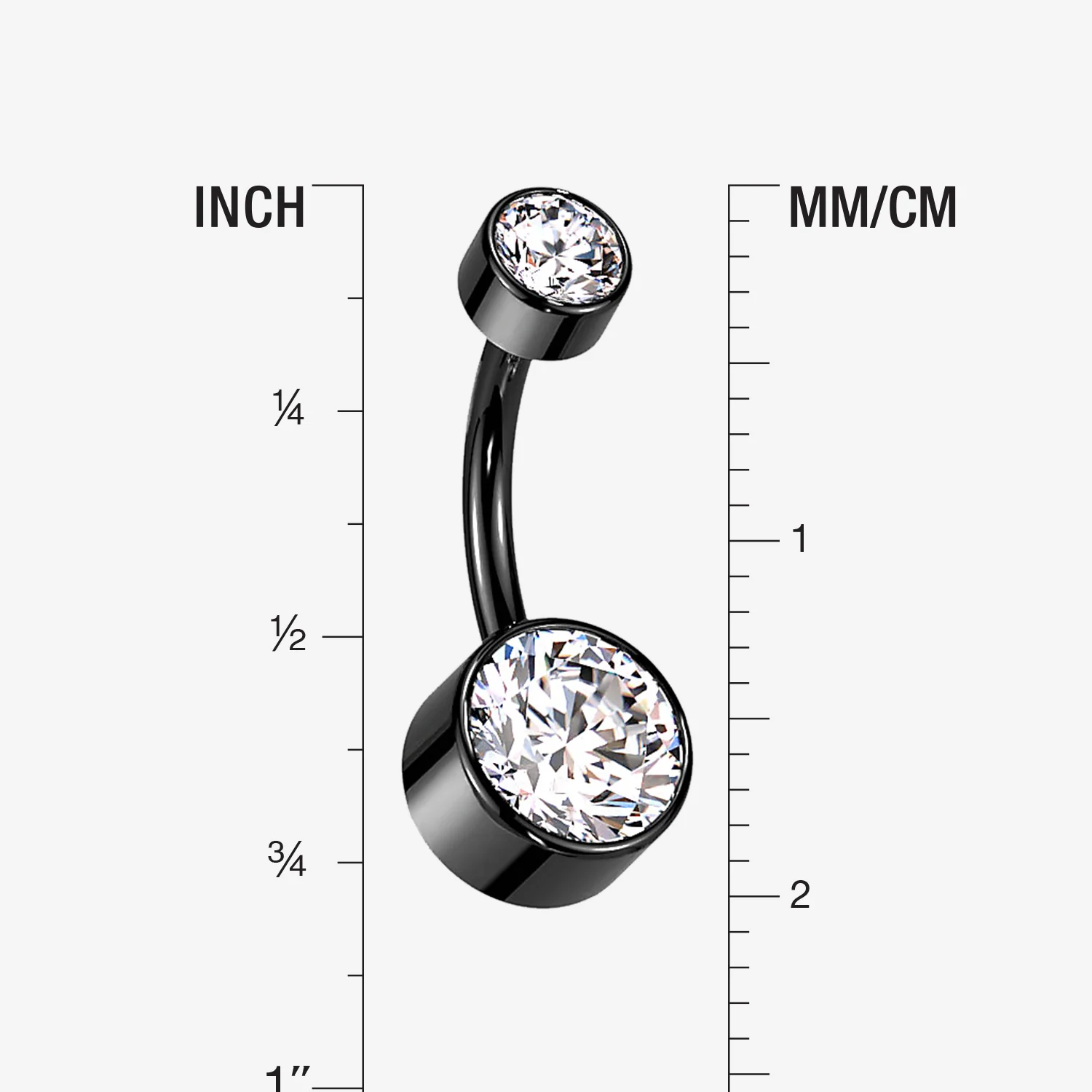 Implant Grade Titanium Blackline Internally Threaded Bezel Set Gem Belly Button Ring - Image 2